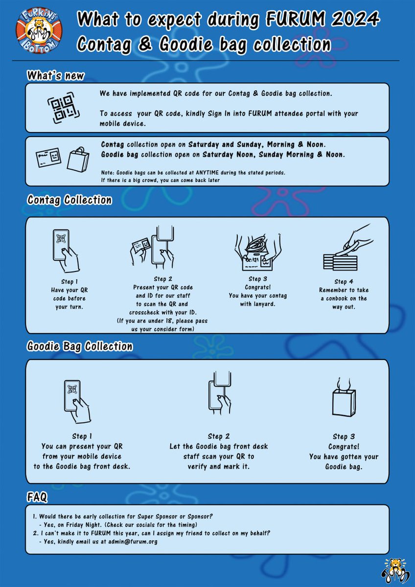 FURUM_MY's tweet image. [Registration]

Hey all,

FURUM 2024 is less than a week away!

To help out with a smoother registration during the day, we&apos;d like to remind all attendees to prepare your registration QR code when approaching the counter!

(Correction: There will not be QR on your con-tag)