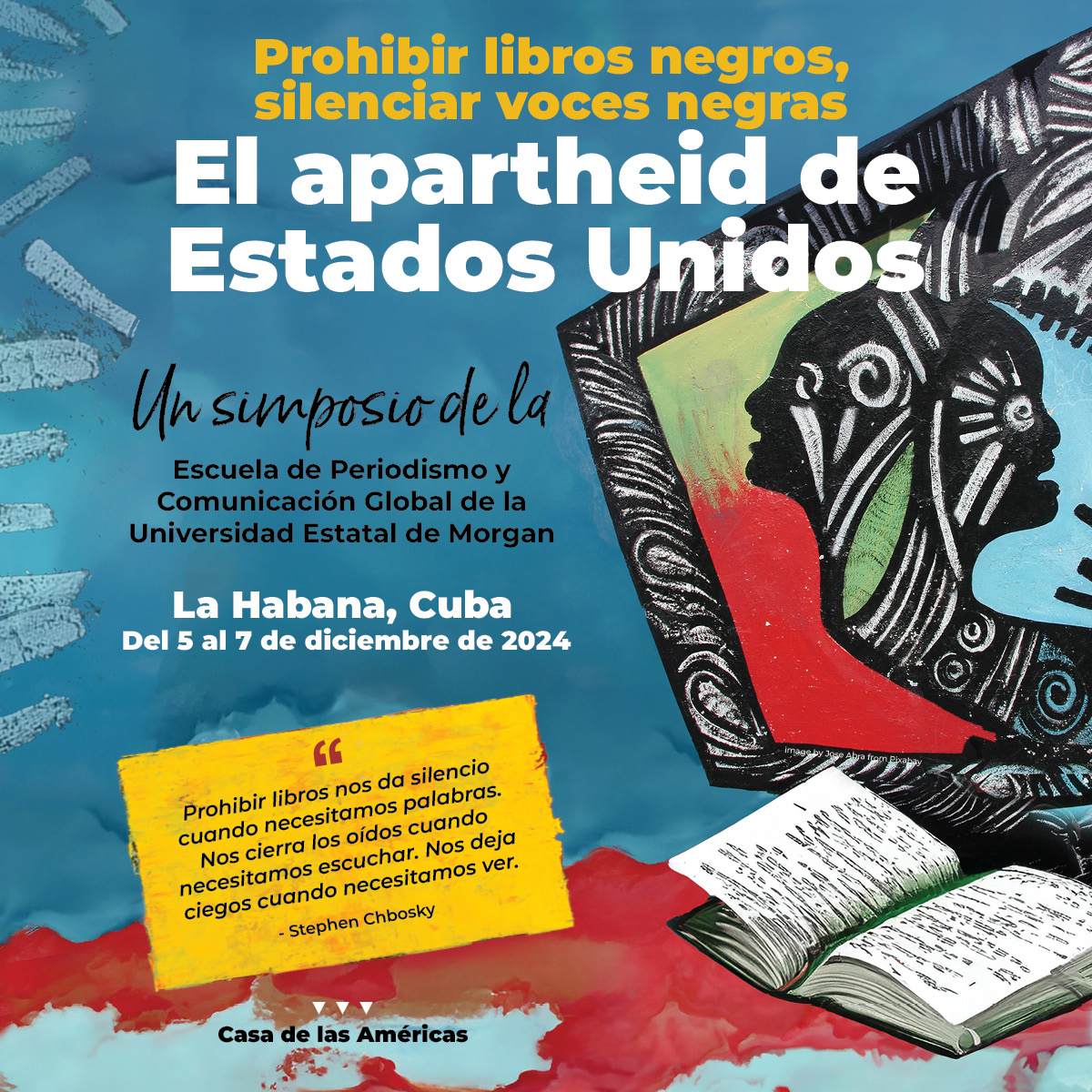 Casa de las AmĂ©ricas (@casamericas) on Twitter photo A partir de este jueves 5 de diciembre hasta el prĂłximo dĂa 7, la <a href="/CasAmericas/">Casa de las AmĂ©ricas</a> y la <a href="/UNEAC_online/">UNEAC</a> acogen el Simposio «Prohibir libros negros, silenciar voces negras: el apartheid de Estados Unidos», organizado por la <a href="/SGJCMSU/">School of Global Journalism & Communication MSU</a>.
cubarte.cult.cu/la-ventana/aco… A partir de este jueves 5 de diciembre hasta el prĂłximo dĂa 7, la <a href="/CasAmericas/">Casa de las AmĂ©ricas</a> y la <a href="/UNEAC_online/">UNEAC</a> acogen el Simposio «Prohibir libros negros, silenciar voces negras: el apartheid de Estados Unidos», organizado por la <a href="/SGJCMSU/">School of Global Journalism & Communication MSU</a>.
cubarte.cult.cu/la-ventana/aco…
