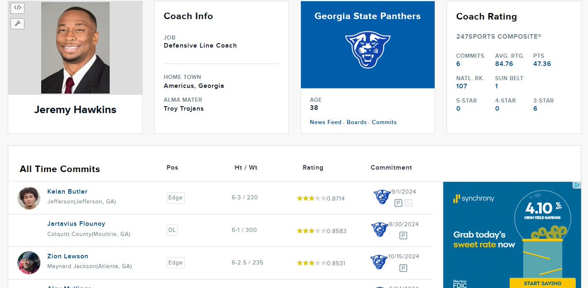 benmoore247's tweet photo. Georgia State Football also has the top recruiter in the Sun Belt today in DL Coach Jeremy Hawkins

Signed the highest-rated HS prospect in the history of the program today &amp; loaded his room with Edge and Defensive Tackle prospects 

#GSUFootball #NewAtlanta https://t.co/AEoulqJD4B