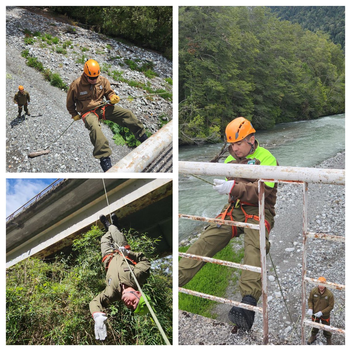CarabLosLagos's tweet photo. #PuertoVaras: Carabineros especialistas en Montaña y Frontera de la Tenencia #CasaPangue (F) realizan ejercicios de entrenamiento en el puente #Peulla, aplicando técnicas avanzadas de cuerdas para estar preparados en caso de siniestros. 💪🏻#CarabinerosDeTodos https://t.co/yn9iiKkGC0