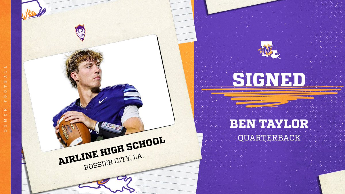 NSU Football (@nsudemonsfb) on Twitter photo Welcome to the Demon Family, Ben Taylor!
<a href="/bentaylor347/">Ben Taylor(3βοΈ)</a>
π Bossier City, La.
π« Airline HS
π 6-1, 180
#ForkEm x #BlaineTrain #NSD25 Welcome to the Demon Family, Ben Taylor!
<a href="/bentaylor347/">Ben Taylor(3βοΈ)</a>
π Bossier City, La.
π« Airline HS
π 6-1, 180
#ForkEm x #BlaineTrain #NSD25