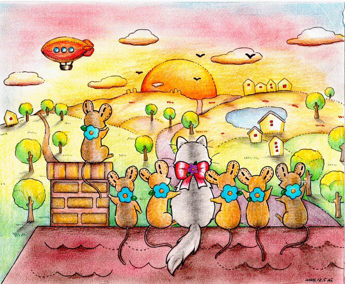 aries_sunrise's tweet photo. 「ねずみとねこと夕暮れ」
#ぬいぐるみたちの真夜中のお茶会 #インプレス #大人の塗り絵 #ぬりえ #塗り絵 #塗り絵好きな人と繋がりたい #夕暮れ #コロリアージュ #coloriages https://t.co/WtCtGRVeae