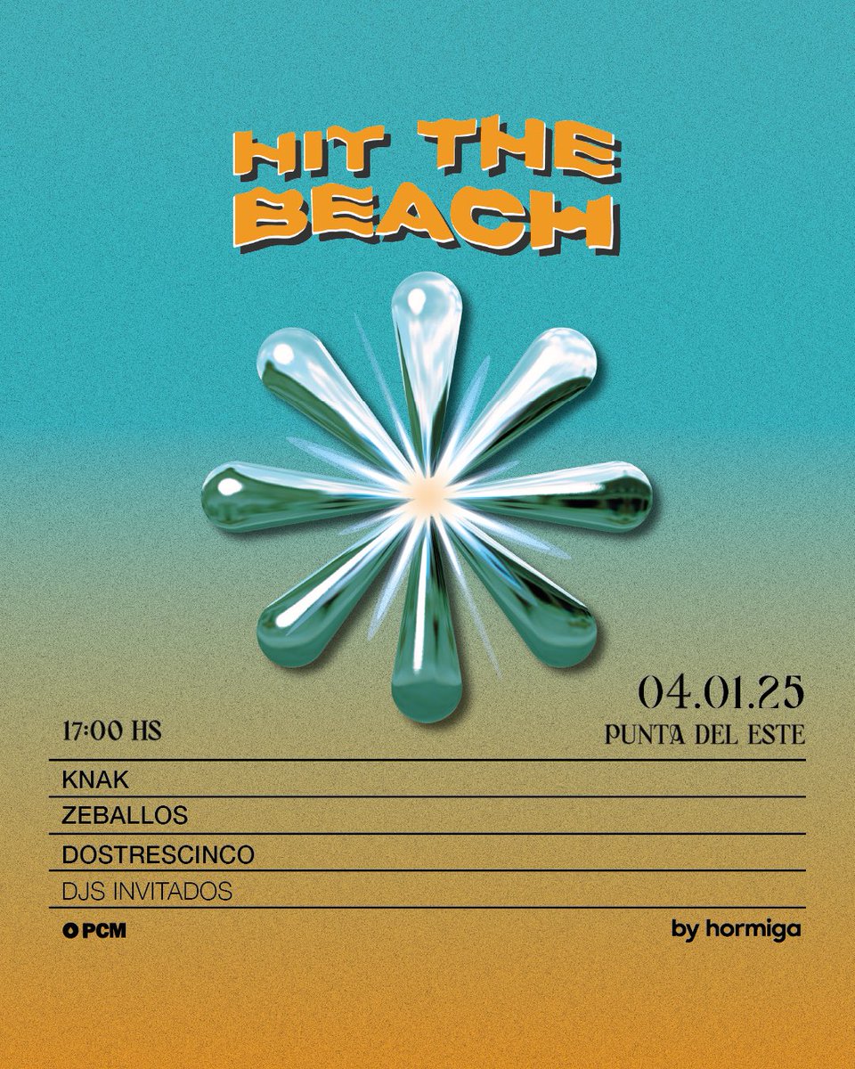 El 4 de enero se parte la torta 
HIT THE BEACH
<a href="/aguszeballos17/">ZEBALLOS</a> <a href="/kidknak/">knak</a> <a href="/Dostrescinco_/">Dostrescinco</a> 
📍Punta del Este