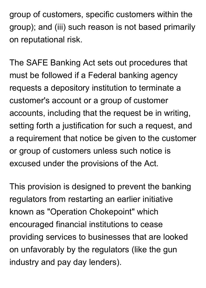 The SAFE Banking Act: Sec. 10 👇

<a href="/realDonaldTrump/">Donald J. Trump</a> <a href="/elonmusk/">Elon Musk</a> <a href="/VivekGRamaswamy/">Vivek Ramaswamy</a> <a href="/DOGE/">Department of Government Efficiency</a> <a href="/SpeakerJohnson/">Speaker Mike Johnson</a> <a href="/pmarca/">Marc Andreessen 🇺🇸</a> <a href="/SenJohnThune/">John Thune</a> <a href="/joeroganhq/">Joe Rogan Podcast News</a> 

<a href="/weldon_angelos/">Weldon Angelos</a> <a href="/tolmanbrett/">Brett L. Tolman</a> <a href="/TheJaRonSmith/">Ja'Ron Smith</a> <a href="/PamBondi/">Pam Bondi</a> 

#OperationChokePoint 🤯

hinshawlaw.com/newsroom-updat…