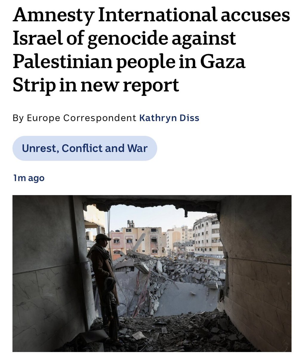 BREAKING: A 300 page Amnesty International investigation concludes Israel has committed &amp; is continuing to commit genocide against Palestinians in the occupied Gaza Strip

Finally! We have been saying this for MONTHS. 

Governments must now urgently take action against Israel to