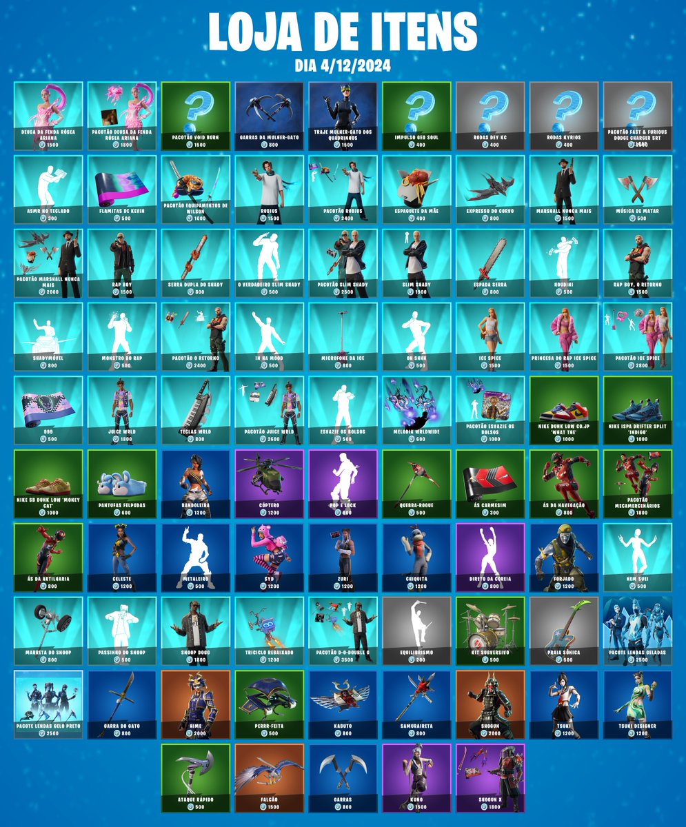 codeplay1929's tweet image. 🛒 #Fortnite Loja de Itens | quarta-feira, 04 de dezembro de 2024

⭐Use código &apos;codeplay&apos; se quiser me apoiar! #ad