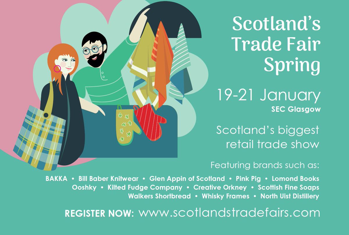 Scottish_Banner's tweet photo. Scottish/Celtic retailers, mark your diary for #Scotland’s biggest and only retail trade fair-@ScotTradeFair Spring, #Glasgow
👉https://t.co/WSSgM21Ojs
#stfs #sfds #TradeShow #ScottishRetail #Wholesale #RegisterNow #ScottishBanner #ScotlandsTradeFair #ScotTradeFair https://t.co/KEdlw1EJBe