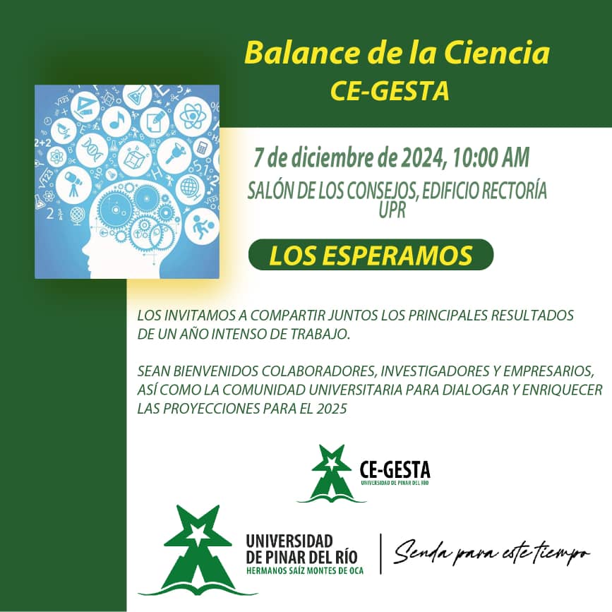 📢 Balance de Ciencia de nuestro centro. 
📅 sábado, 7 de diciembre de 2024. 
📍 Salón de los Consejos de la UPR, Edificio de Rectoría. 
❗Los esperamos❗