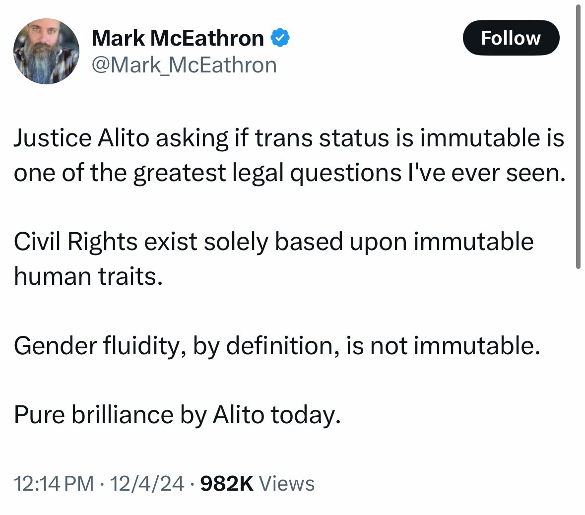 This is simply not correct. The Civil Rights Act bans discrimination on the basis of religion, which is not an immutable characteristic.