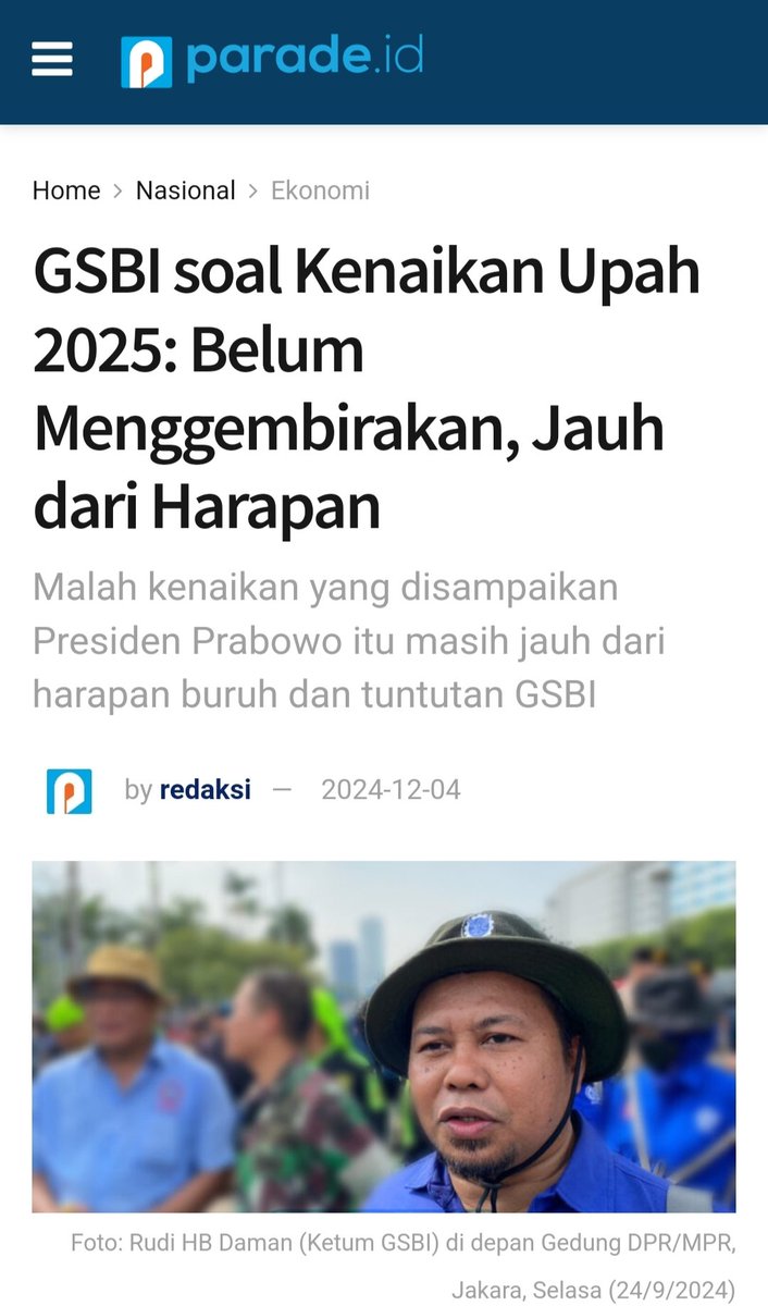 GSBI soal Kenaikan Upah 2025: Belum Menggembirakan, Jauh dari Harapan

parade.id/gsbi-soal-kena…