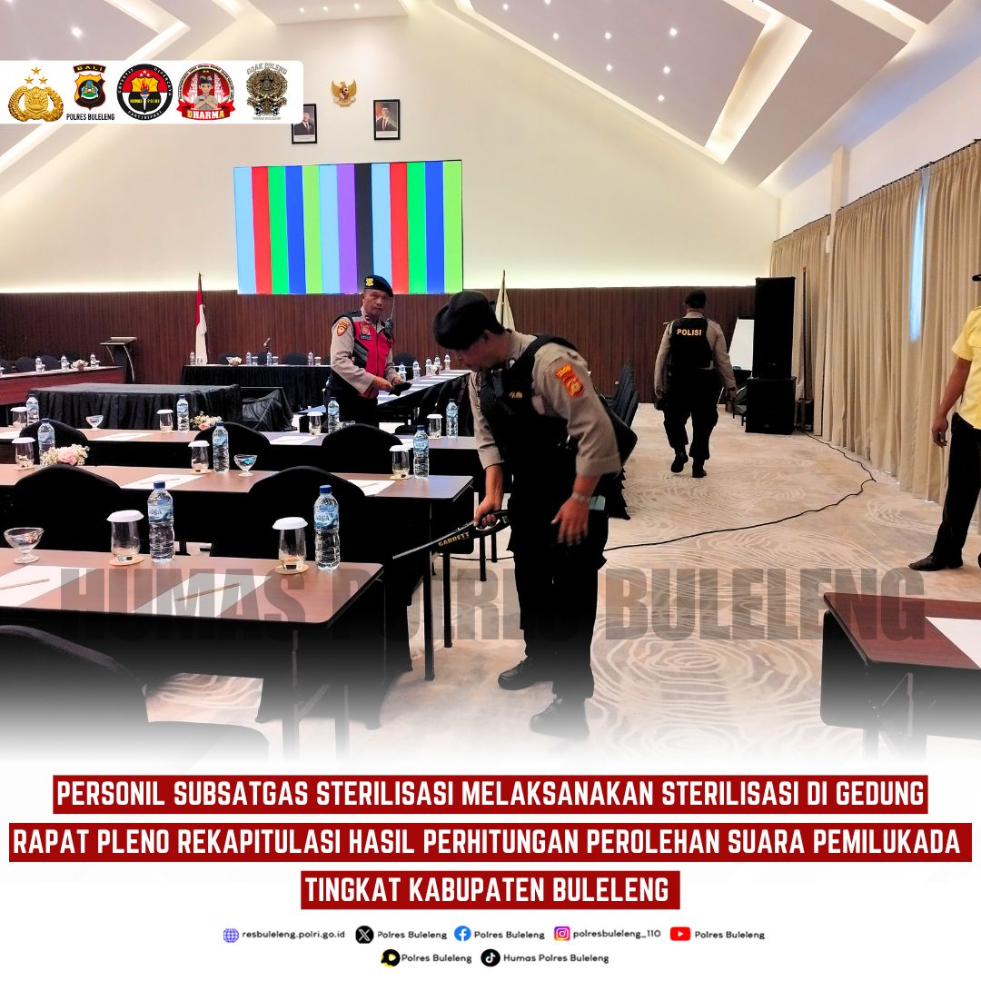 PolresBuleleng's tweet photo. Personil Polres Buleleng yang tergabing dalam subsatgas sterilisasi melasanakan sterilisasi di gedung tempat rapat pleno
#omp2024 #PolresBuleleng #goakpoleng #kapoldabali #dharma #pelayanantanpabatas #humaspolresbuleleng #poskopresisipolresbuleleng #poldabali #humaspoldabali https://t.co/BHo047kgCP