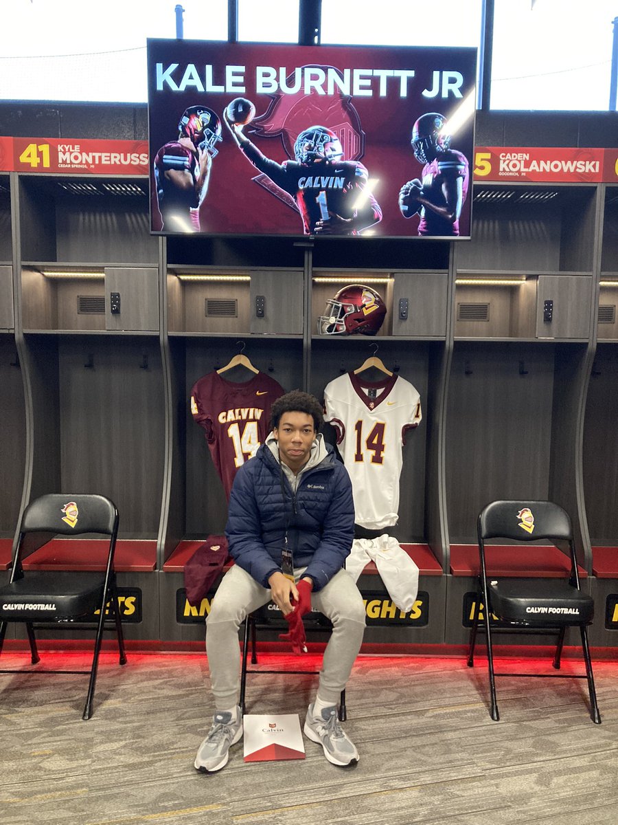 Had a great time on my official visit at Calvin University thanks for the invite <a href="/Coach_AAnderson/">Austin Anderson</a> <a href="/CoachTrentFigg/">Trent Figg</a> 
<a href="/coach_mal/">Patrick Mallory</a> <a href="/CoachKelich/">Dan Kelich</a> <a href="/JuiceWilliams_7/">Coach Rob</a> <a href="/smoothperk/">Peter Perkins</a>