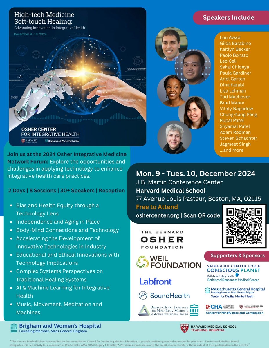 Sadhguru Center for a Conscious Planet is proud to be a sponsor of <a href="/HMSOsherCenter/">HMS Osher Center</a> High-Tech Medicine &amp; Soft Touch Healing forum. 

2 days, 8 sessions, and 30+ speakers exploring integrative health care practices from AI to meditation.
 
Join us Dec 9-10: bit.ly/4ggRbwq