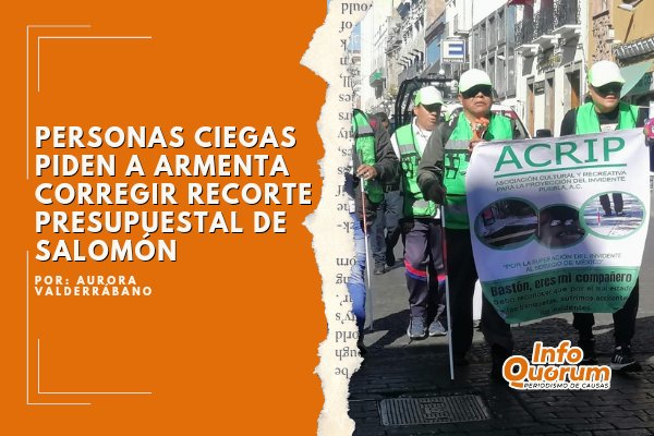 quorum_mx's tweet photo. 👨🏾‍🦯✊🏾⚖️Desde inicios de 2024 personas con #discapacidad visual de #ACRIP denunciaron que el #gobernador de #Puebla Sergio Salomón redujo el subsidio otorgado a esta asociación al rededor de un 76% por lo que piden al próximo gobernador Alejandro Armenta corregir este recorte presupuestal.

https://t.co/o7A00ZnKNe