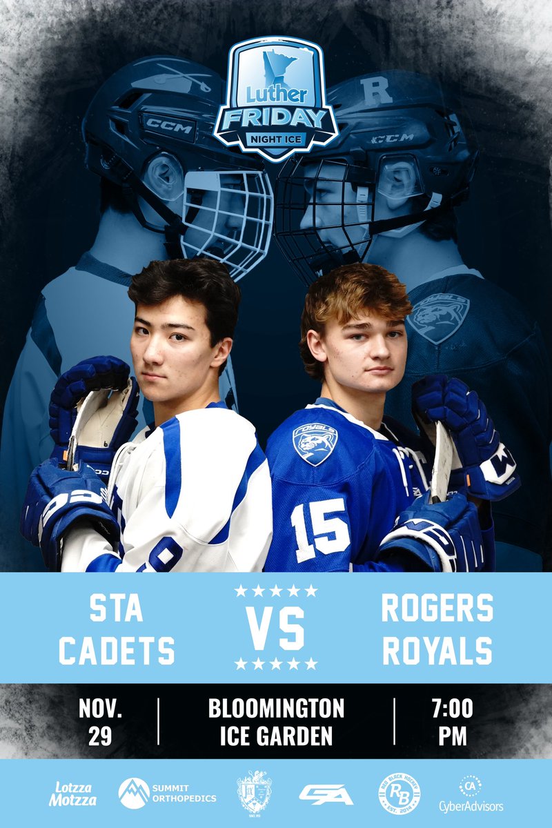 YouthHockeyHub's tweet photo. Friday Night Ice 
PRES by @LutherAuto 

🆚: No. 6AA STA v. No. 1AA Rogers
📍: Bloomington Ice Garden
⏰: 7:00 PM (6:30 pre-game)
📺: YHH Home or YHH YouTube

Tickets on sale at the door. First come. First serve. https://t.co/nCBtZbSUjP