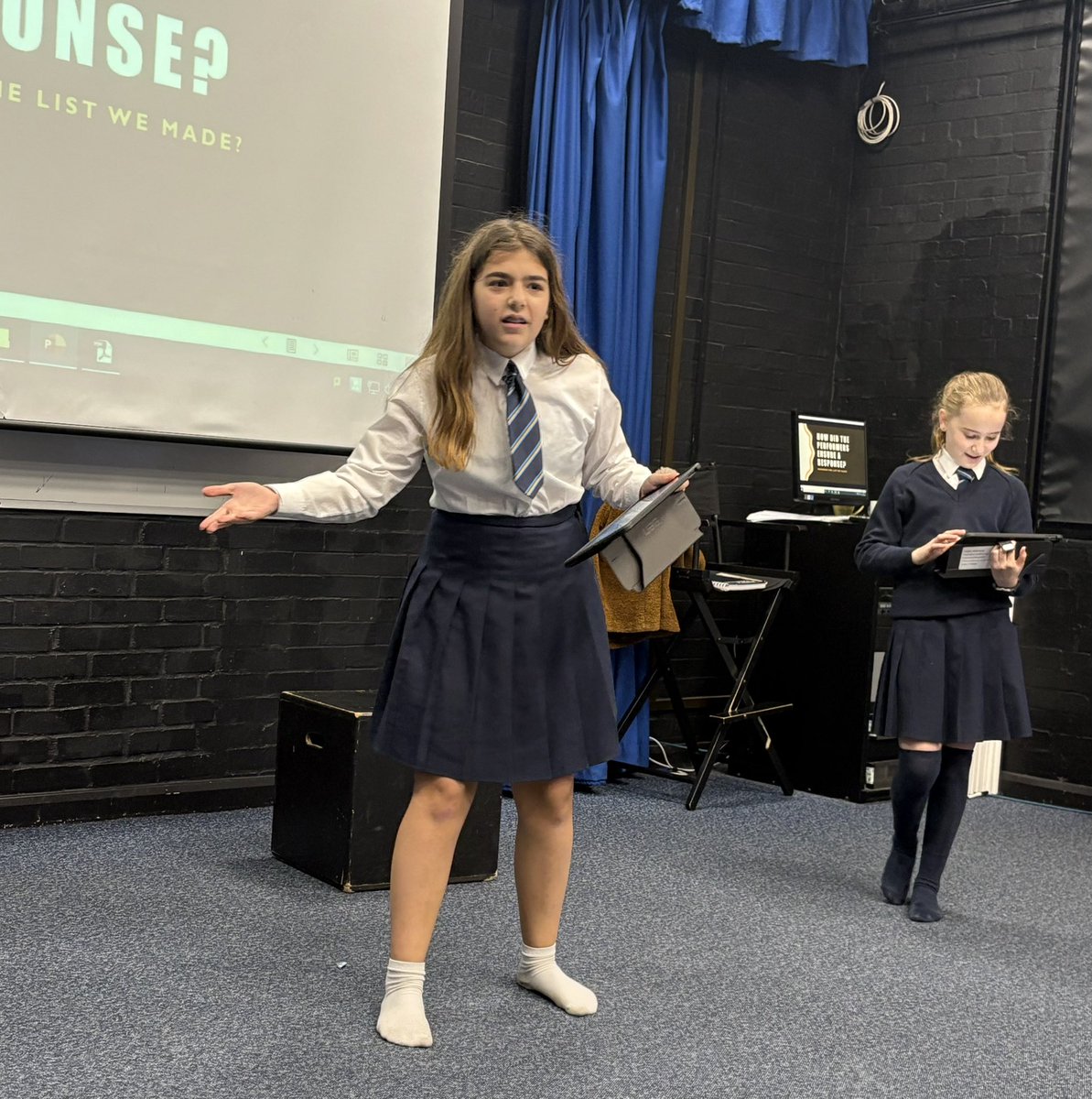 Students in Year 7 Drama have been exploring what physical skills a performer needs in Pantomime when directly addressing the audience.