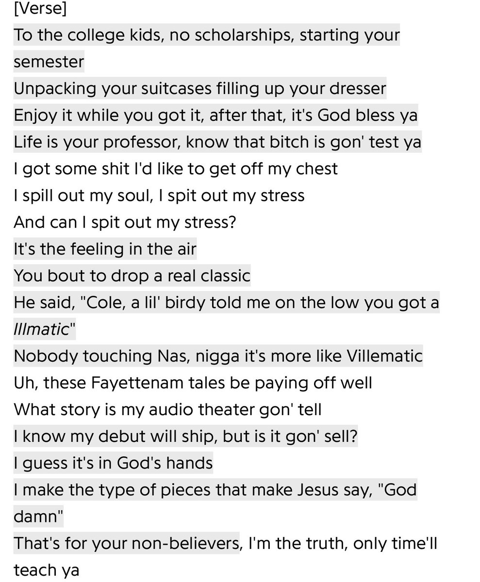 This J Cole verse on Villematic gives me chills everytime