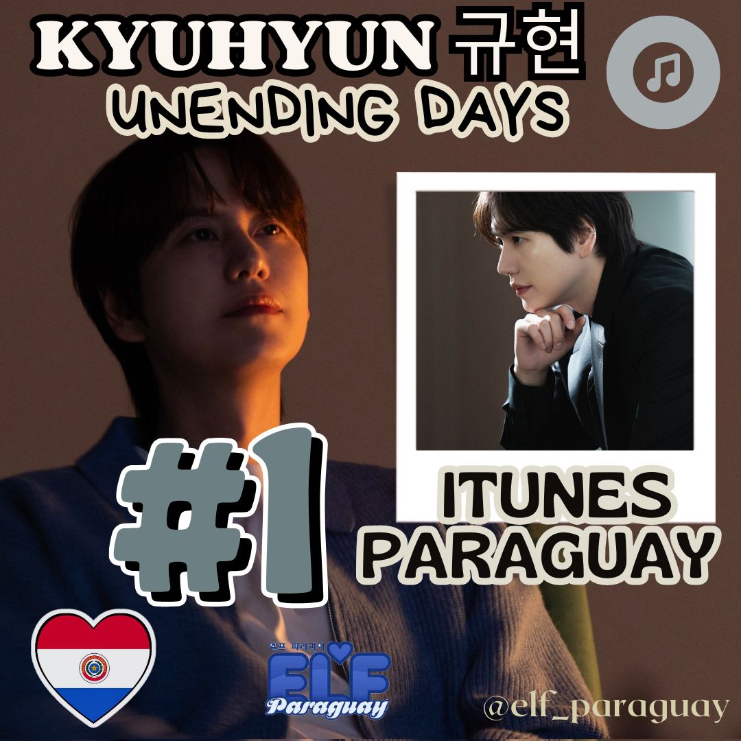 KYUHYUN 규현 
ꫛꫀꪝ 𝑺𝒊𝒏𝒈𝒍𝒆 ♬
【Unending Days】

#1 ITUNES PARAGUAY 🇵🇾

¡Felicidades por este nuevo éxito! Estamos felices con este nuevo tema 🫶🏻

Gracias <a href="/GamersParaguay/">규현 Gamers Paraguay</a> por la colaboración 💜🐧

#규현 #KYUHYUN #COLORS 
#하루마다끝도없이 #UnendingDays
#슈퍼주니어