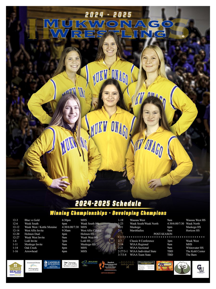 Barefoot Productions (@barefootprodllc) on Twitter photo ๐จ Letโs Wrestle! ๐จ
The very first Mukwonago High School Girls Wrestling Team Poster
2024-25 <a href="/Mukwrestling/">Mukwonago Wrestling</a> girls team poster w/schedule. Come on out to the first home dual at Mukwonago High School on 12/12 to get yours. ๐จ Letโs Wrestle! ๐จ
The very first Mukwonago High School Girls Wrestling Team Poster
2024-25 <a href="/Mukwrestling/">Mukwonago Wrestling</a> girls team poster w/schedule. Come on out to the first home dual at Mukwonago High School on 12/12 to get yours.