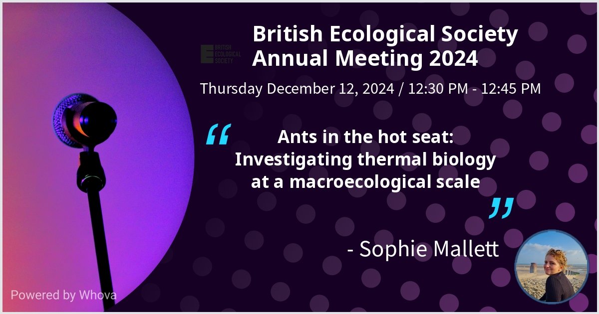 Sophie Mallett (@mallett_sophie) on Twitter photo I'll be giving a talk on #ants and a new, VERY cool way to study how they cope with temperature! Come see me talk at <a href="/BritishEcolSoc/">British Ecological Society</a> in Liverpool on December 12th 💥🐜 I'll be giving a talk on #ants and a new, VERY cool way to study how they cope with temperature! Come see me talk at <a href="/BritishEcolSoc/">British Ecological Society</a> in Liverpool on December 12th 💥🐜