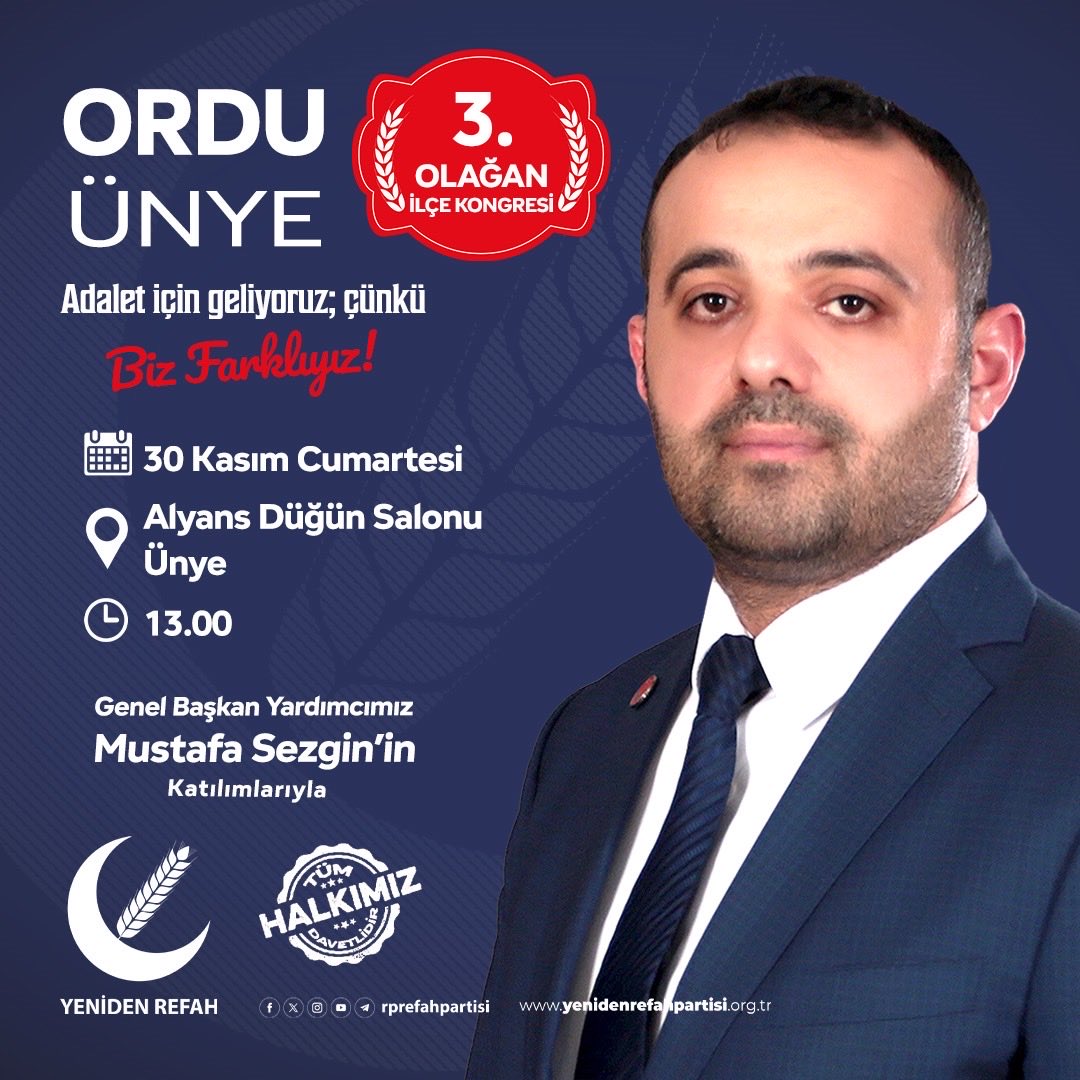 Ordu,lu hemşehrimizi ,Milli görüş sevdalılarını kongremize bekliyoruz.