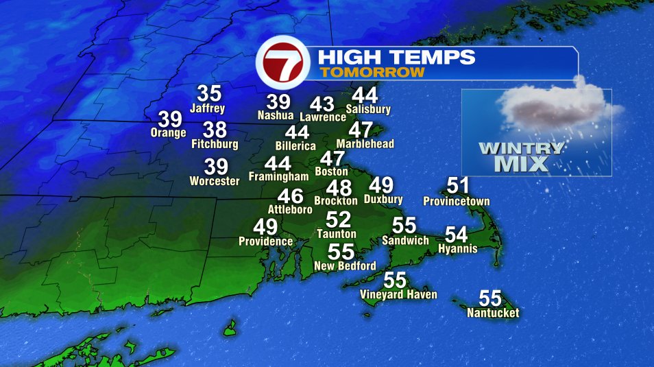 Whether rain or snow, a poor travel day tomorrow.

❄️confined to high terrain - minor accumulations Worcester Hills, more significant northern New England

🚗Driving north? Leave tonight if possible. Travel greatly impacted tomorrow

🌧️All day cold rain for elsewhere (.5 - 1")