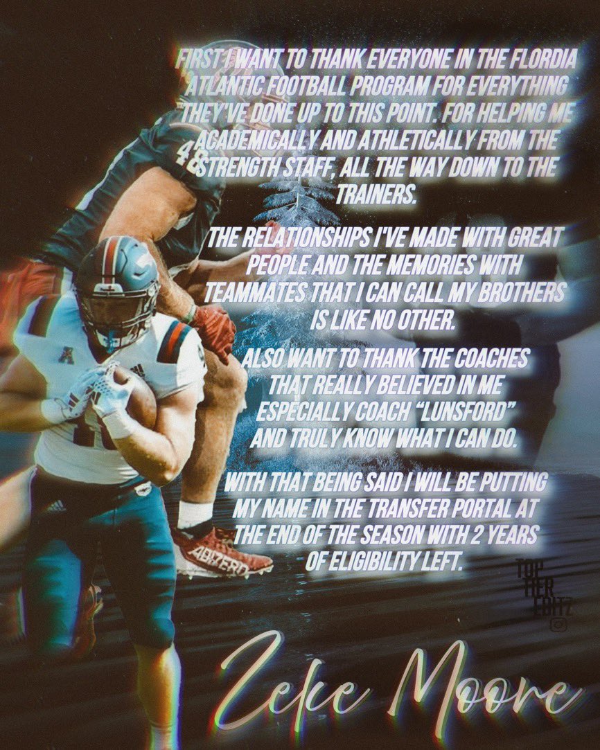 I want to announce that at the end of the season I will be putting my name in the transfer portal.