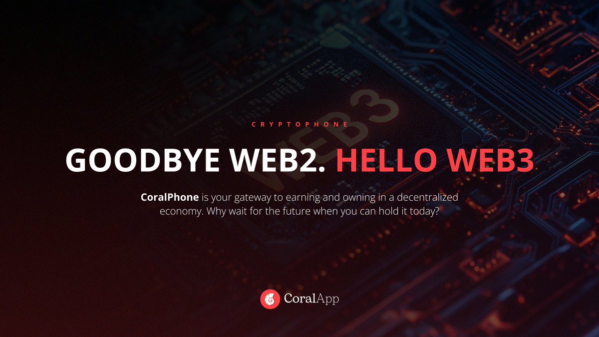 MyCoralApp's tweet photo. Goodbye Web2 😭
Hello Web3 👋
CoralPhone is your gateway to earning and owning in a decentralized economy.
Why wait for the future when you can hold it today? 🔑
👉 https://t.co/AsGheNHFDB
#Web3Devices #CryptoRevolution #CoralPhone https://t.co/Zj9VhS3ynH