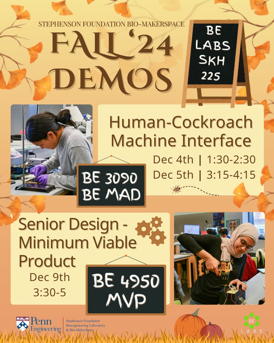 Penn Bioengineering (@pennbioeng) on Twitter photo Mark your calendars for the Fall 2024 #PennBioengineering Student Demos!
<a href="/PennBElabs/">Penn's Stephenson Foundation Bio-MakerSpace</a> <a href="/PennEngineers/">Penn Engineering</a>
bit.ly/3OgmATq Mark your calendars for the Fall 2024 #PennBioengineering Student Demos!
<a href="/PennBElabs/">Penn's Stephenson Foundation Bio-MakerSpace</a> <a href="/PennEngineers/">Penn Engineering</a>
bit.ly/3OgmATq