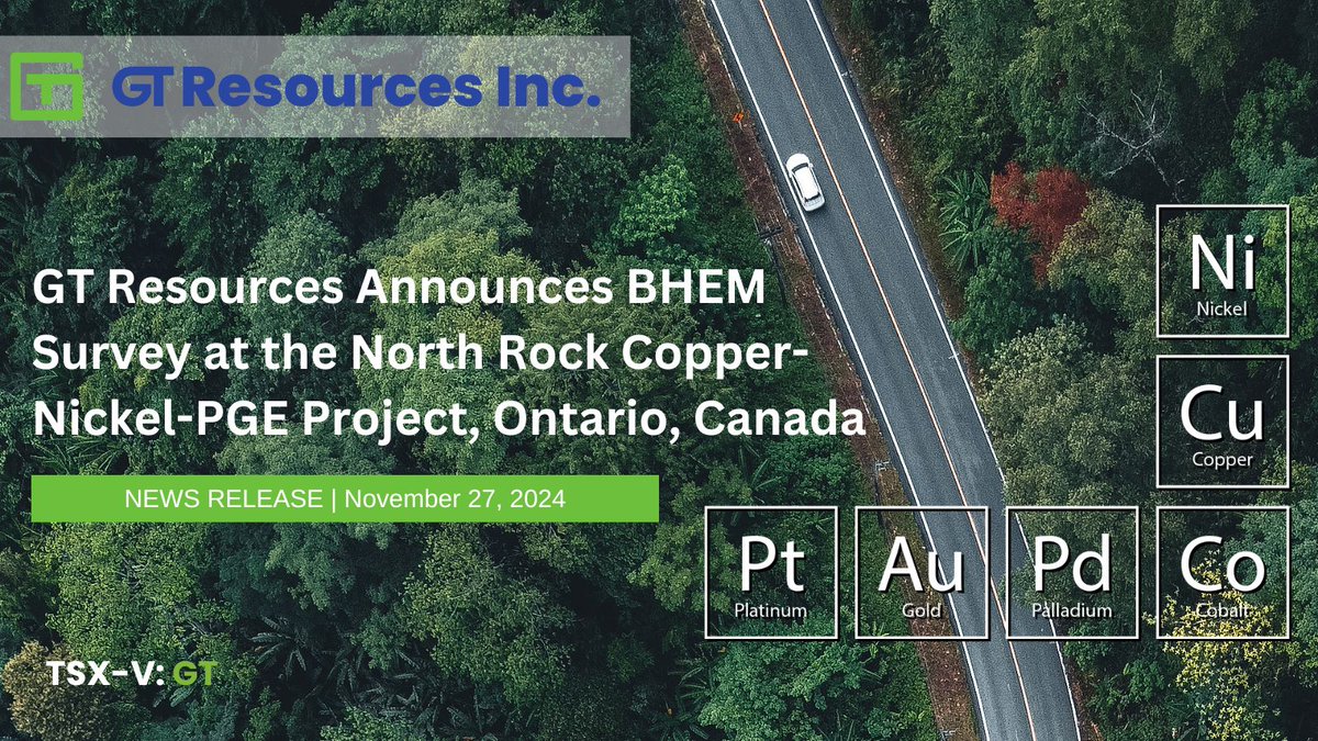 NEWS RELEASE | C$200K #exploration program launched at North Rock #copper-#nickel-#PGE project in Northwestern #Ontario. “North Rock…was one of the most significant assets of 2023’s Metalcorp acquisition”—Derrick Weyrauch, CEO:
gtresourcesinc.com/archives/engli…