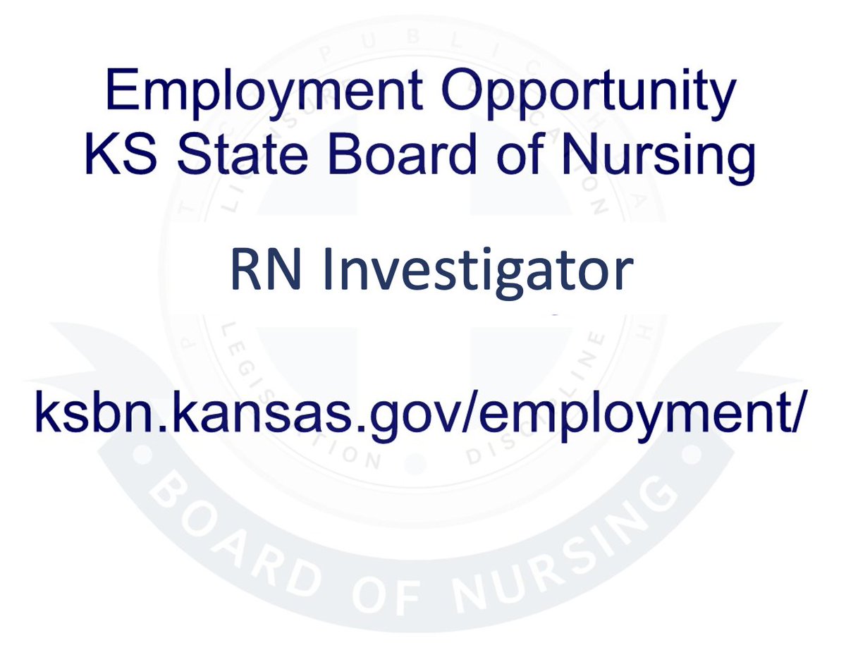 ksnursingboard's tweet image. Employment Opportunity - RN Investigator - Investigative - #ksjobs #topekajobs - ksbn.kansas.gov/employment/