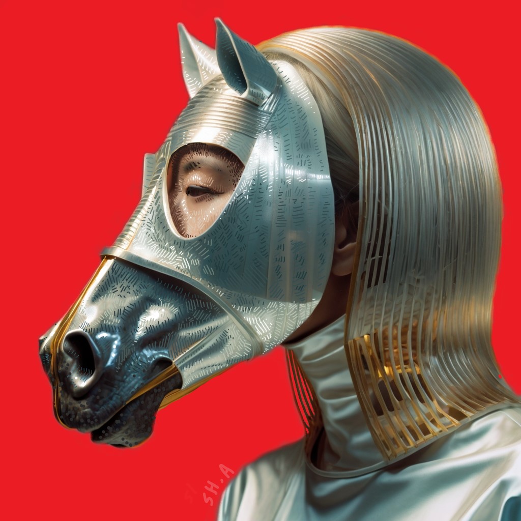 GM FAM
My new drop:  A woman with a metal horse mask
 
so pls show some support and rt this🙏🫂🖤
1 editions  in objkt.com

A woman with a metal horse mask designed with artificial intelligence and digital painting .

#NFTartist  #NFTcollectibles #NFTdrops #NFTS