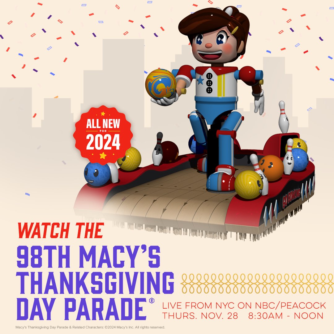 Don’t forget to tune in tomorrow to the 98th Macy's Thanksgiving Day Parade®! Make sure your TV is on NBC or stream on Peacock Nov. 28 from 8:30 a.m. to noon in every time zone. Get ready for that holiday spirit to sweep the nation with our new float!
