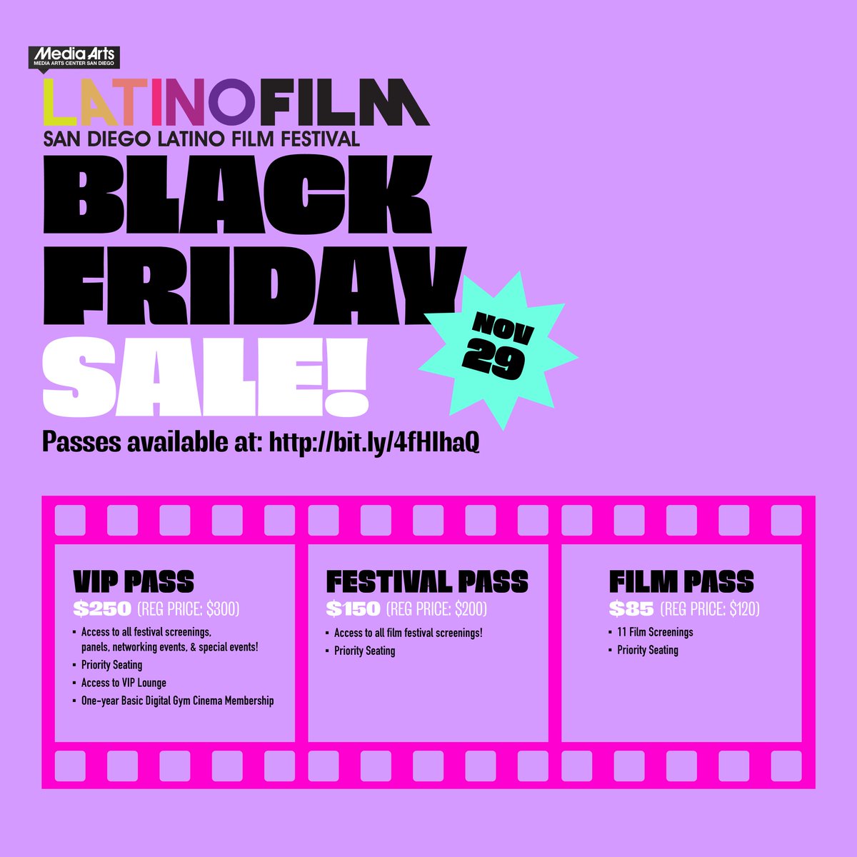 Mark your calendars! 32nd SDLFF passes go on sale this Black Friday 🎉

Black Friday pricing is available on November 29, 2024 ONLY! Quantities are limited, act fast to get the cheapest prices of the season!

Purchase links will activate on 11/29 at 12AM: sdlatinofilm.com