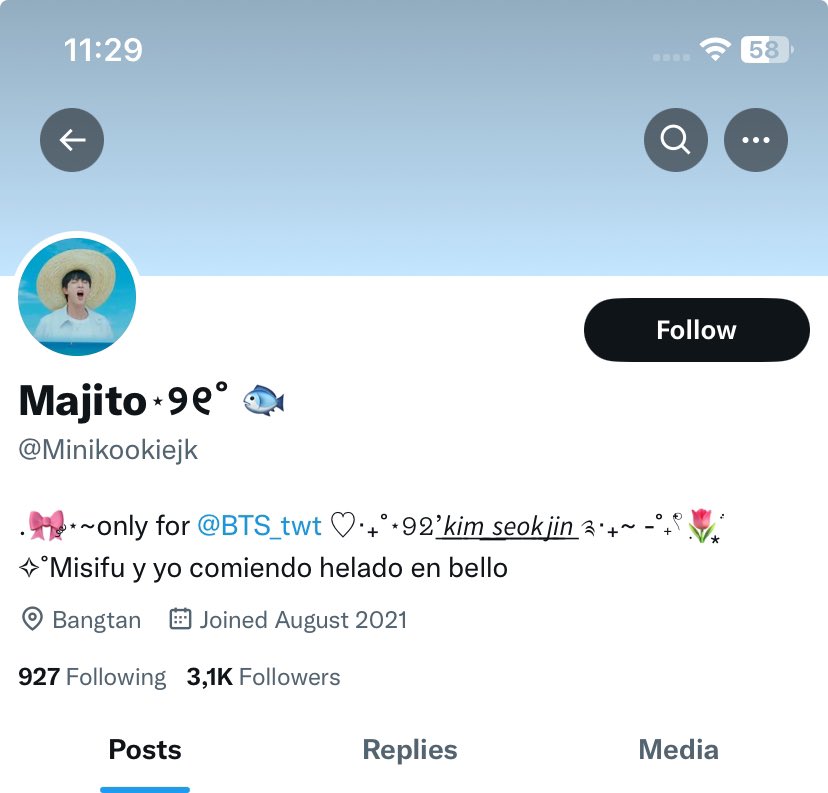 BUSCO 
MUTIS ARMYS🫰🏻💜
ARMY OT7

no soy nueva en el fandom ni en twt pero perdí mi cuenta era <a href="/Minikookiejk/">Majito⋆୨୧˚ ARIRANG❤️🇨🇴</a> soy buena muti, ayudo al STREAM y votaciones, limpieza de búsquedas y flasheo confianza rápido.

pueden dar RT? fav para ser mutis <3