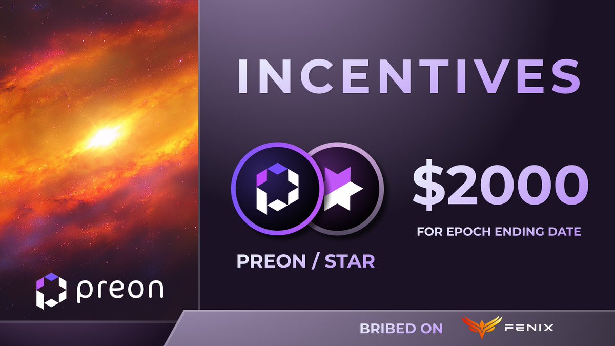 We have bribed the $PREON / $STAR LP on <a href="/FenixFinance/">Fenix</a> with $2,000.  Keep an 👀 out on our LP's APR.