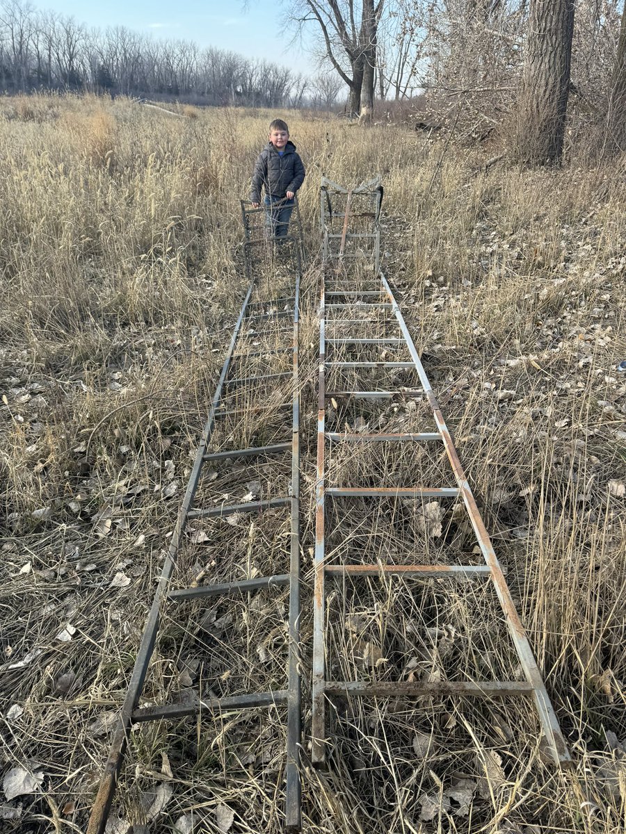 Teaching #Noah to always get permission or your tree stands will be cut down and drug off. People think they can hunt where ever they want to.