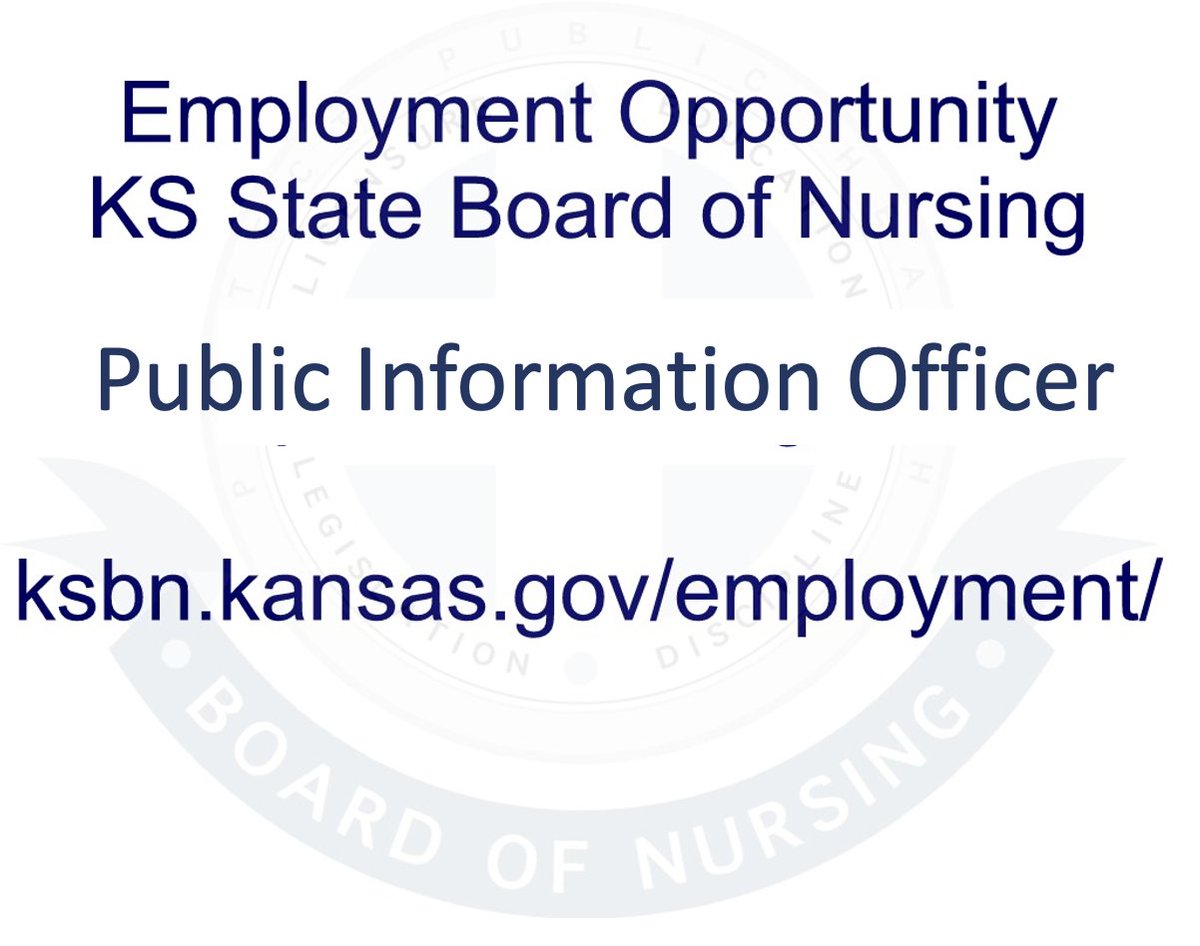 ksnursingboard's tweet image. Employment Opportunity - Public Information Officer - Administration - #ksjobs #topekajobs - ksbn.kansas.gov/employment/