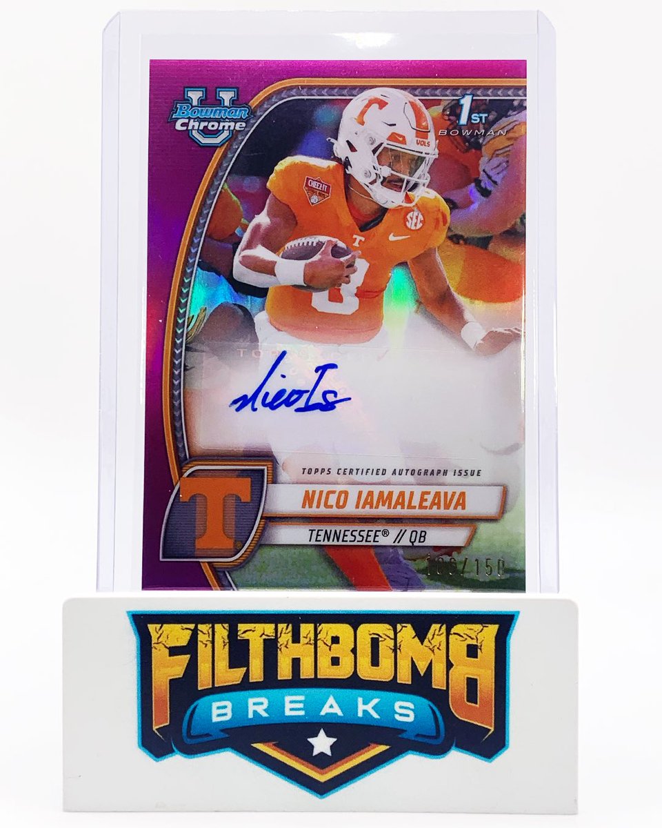 filthbombbreaks's tweet image. You need to join @stephen_filthbomb &amp;amp; @john_filthbomb on @fanaticslive, because they’re ripping 2024 Bowman Chrome University Football!

They’re running PYP (Pick Your Player) Breaks all day! Go get your players!

Is Cam Ward the No. 1 pick in the NFL Draft? #camward