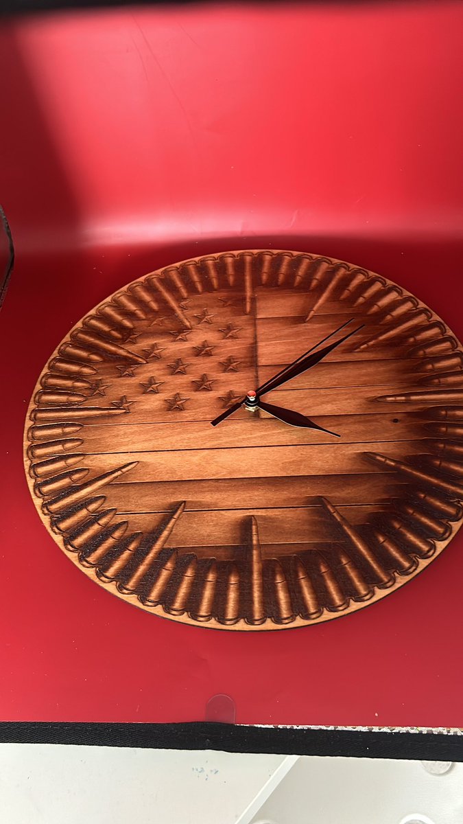 The newest member of my product line. Bullet flag clock. made by me in house.   This is about a 5 hour engrave so I can still make a few and ship them before Christmas to the lower 48.