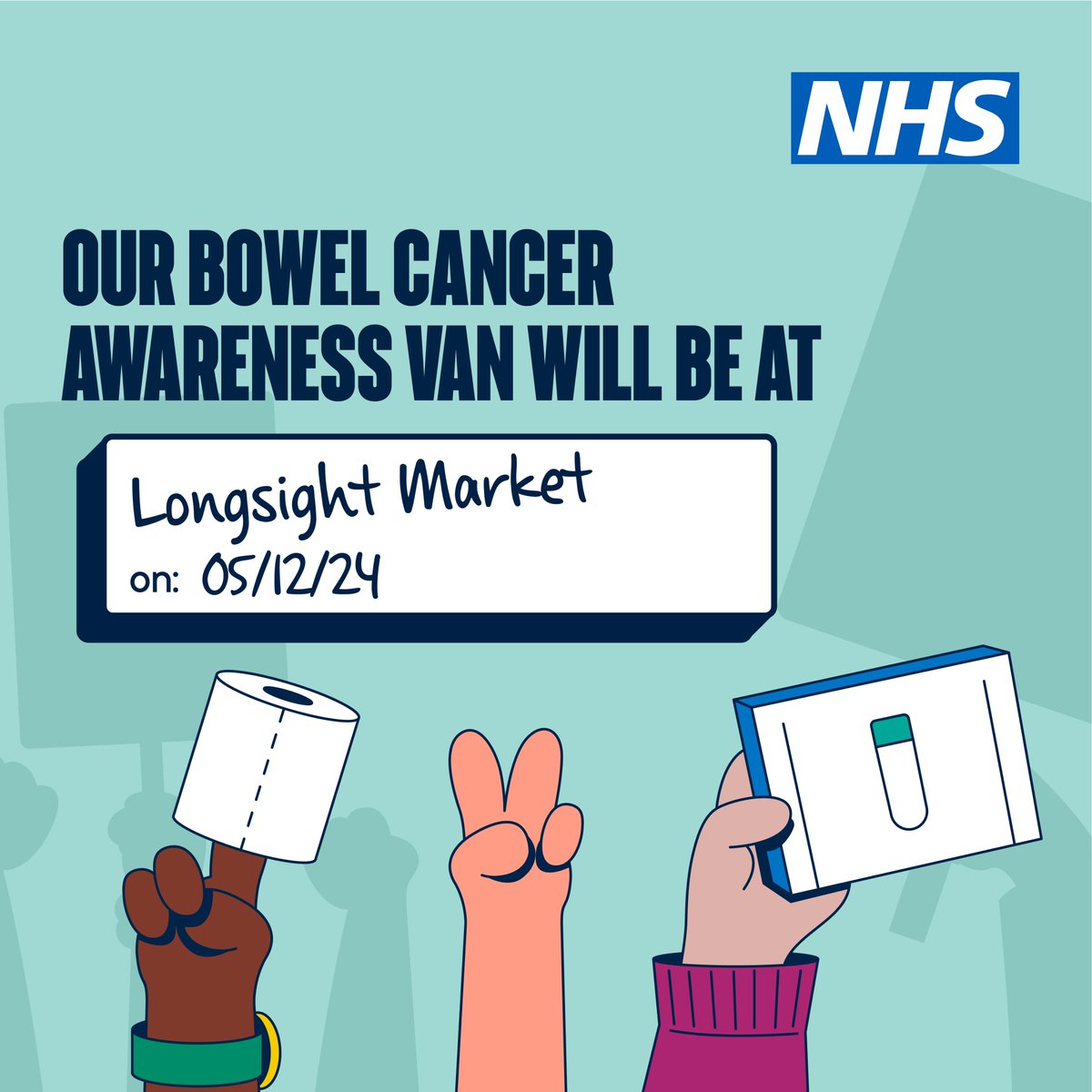 #ThisVanCan …help you recognise the signs and symptoms of bowel cancer and learn about #bowelcancer screening. 
 
Visit the new NHS roadshow at 
- #wythenshawe Town Centre - 29/11 &amp; 7/12
- Tesco #blackley - 30/11 &amp; 6/12
- #longsight Market - 5/12

 #JoinTheBowelMovement