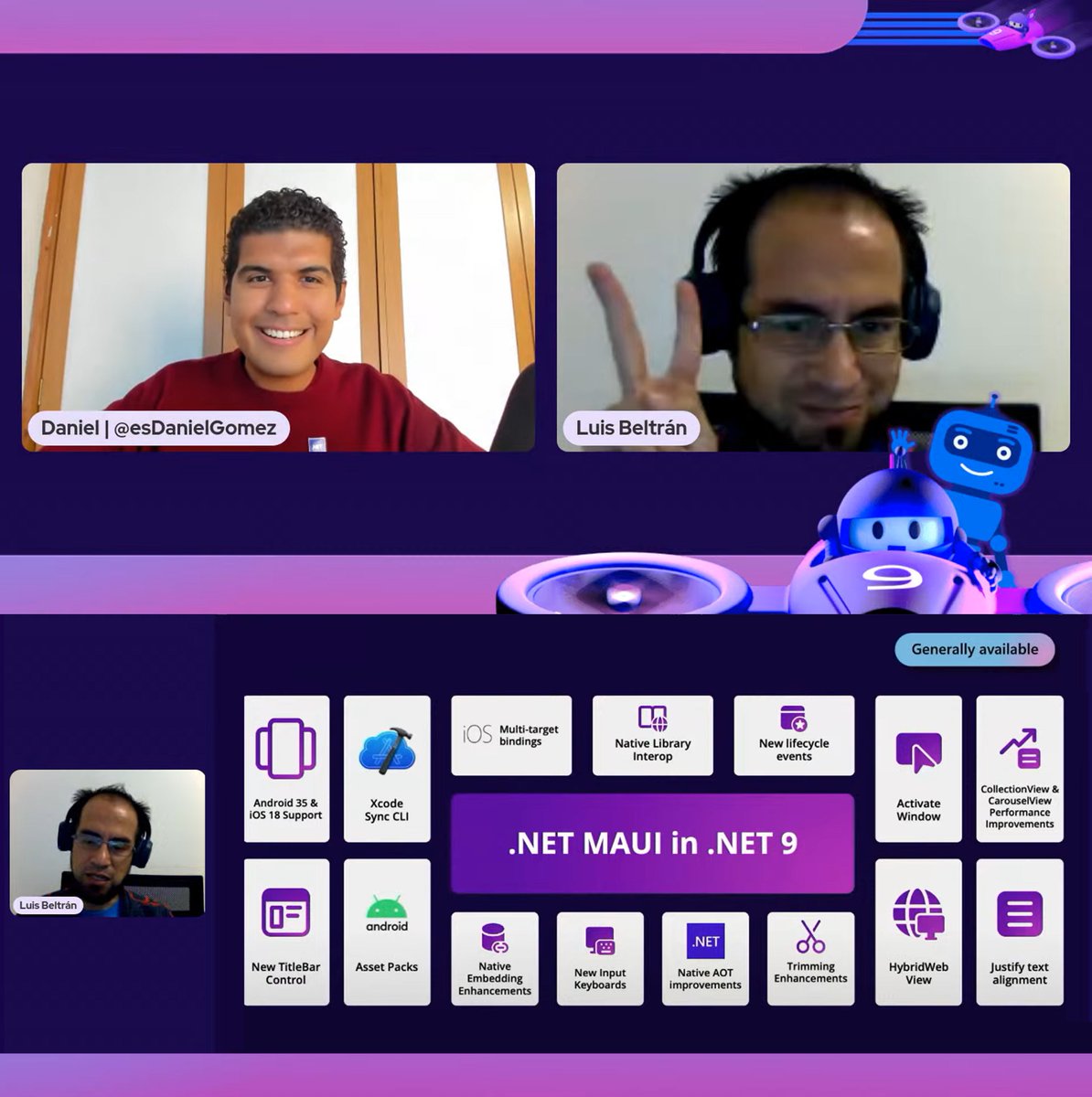 esDanielGomez's tweet photo. Momento de .NET MAUI en .NET 9 desde la .𝗡𝗘𝗧 𝗖𝗼𝗻𝗳 𝟮𝟬𝟮𝟰 del @virtualdevshow junto a @darkicebeam!

📲 https://t.co/Zg8hko338o 🙌 https://t.co/FVbj53mrXA