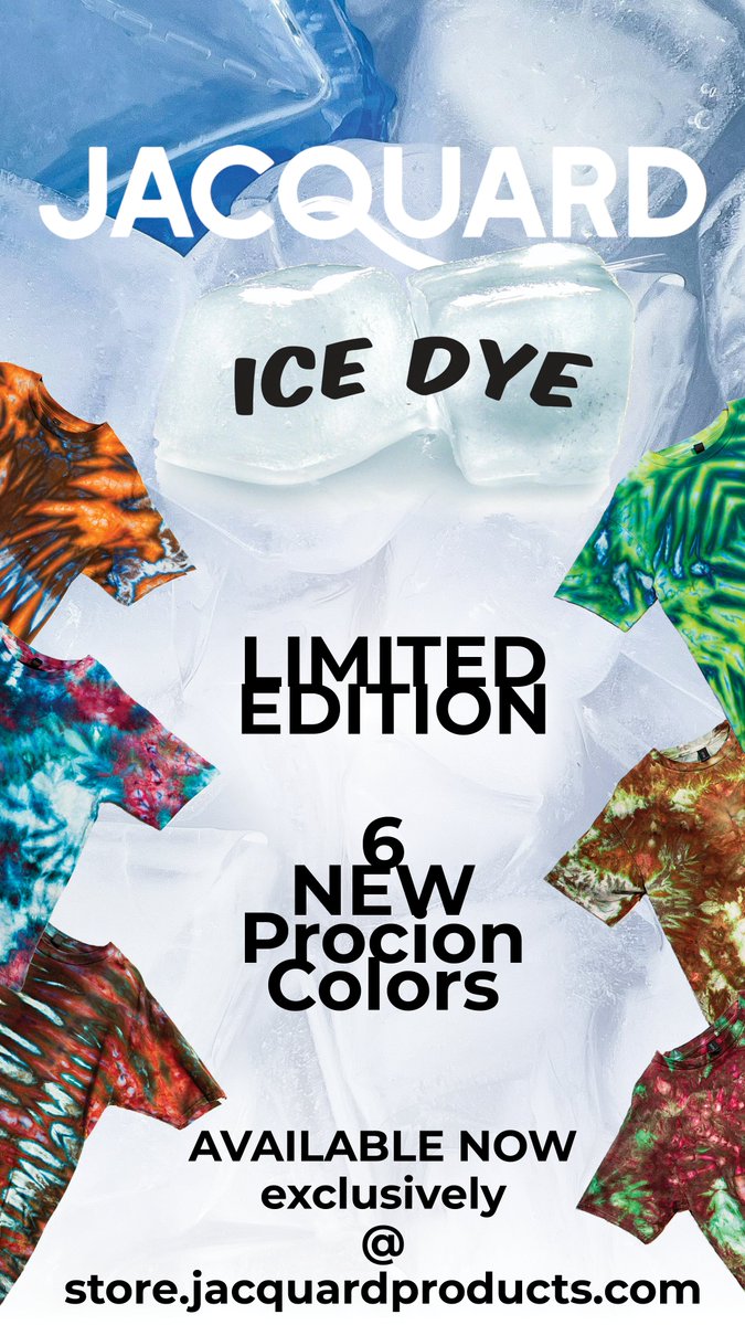 Jacquard is excited to share 6 new Procion MX colors specifically formulated for ice dyeing! 

Jacquard's new Ice Dye colors are formulated to provide the most dramatic and distinct color splits possible. You won't believe the results!!

store.jacquardproducts.com/products/icedye