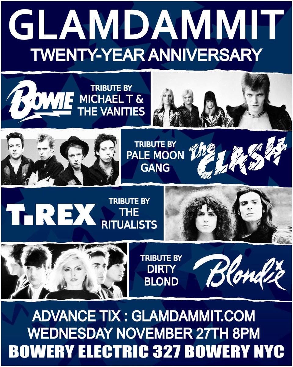 Glamdammit Twenty Year Anniversary @ The Bowery Electric - Wednesday November 27th ⚡️ glamdammit.com #rocknroll #glam #punk