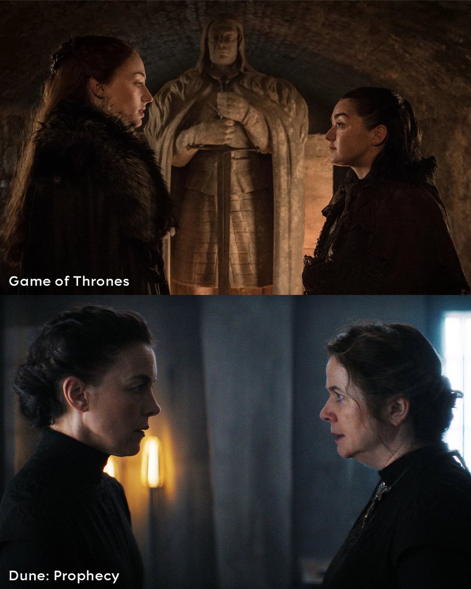 HBO's tweet photo. Sisterhood. #DuneProphecy #GameOfThrones https://t.co/P4vMO5KmE3