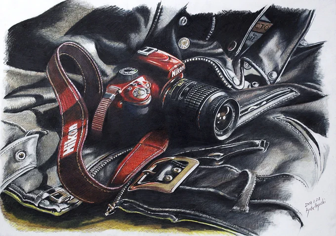 静物画の愉しみ 第5回Schott and Shot!/色鉛筆(カリスマカラー)/2014年1月/A3(muse KMKケント紙)#色鉛筆画 #林亮太 #静物画 