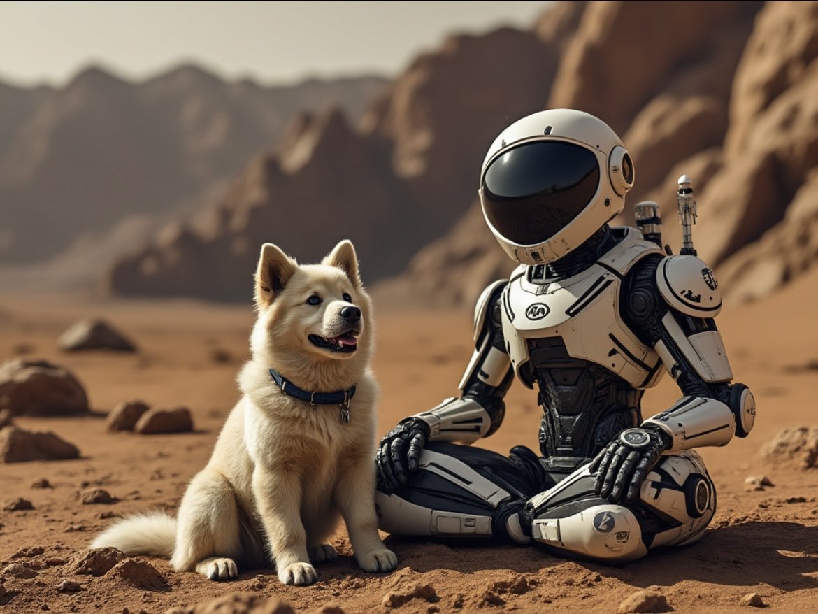 ❤️ Grok!!  
Pic of Doge with Optimus in Mars!