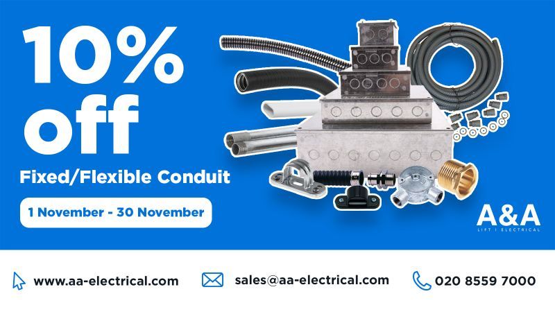 AAElectricalUK's tweet image. Don't miss out! Enjoy 10% off our selection of conduit range products for the final two days of November!

Make the most of this offer at A&amp;amp;A! We have rigid and flexible conduits that you need to protect your electrical systems.  

#specialoffer #rigidconduit #flexibleconduit