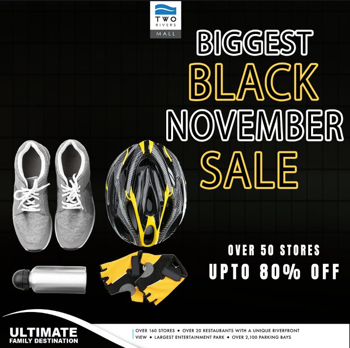 At <a href="/TwoRivers_KE/">Two Rivers</a> ,the Black November sales are ongoing. Come let's enjoy the great discounts.For your sports wear visit Decathlon store located at Two Rivers mall ,first floor and get up to 72% off while stocks last on sport wear 
The big black Friday is with us!
#TRBlackNovember