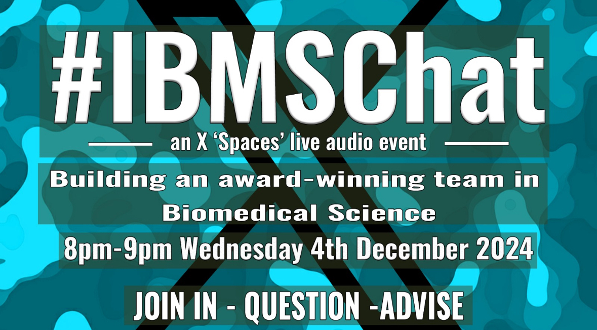 Join us for the latest #IBMSChat on 4th December where we will be joined by guests from Manchester University NHS Foundation Trust’s Laboratory Medicine Divisional Training Team, winners of the IBMS Team of the Year award. bit.ly/4g6ePLR